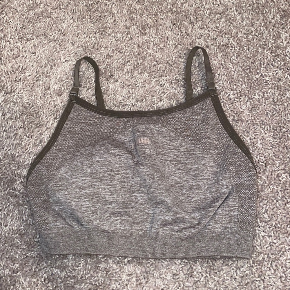 Olive Green and light pink gymshark sports bra